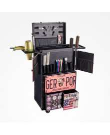 Detalle maletín peluquería country blue